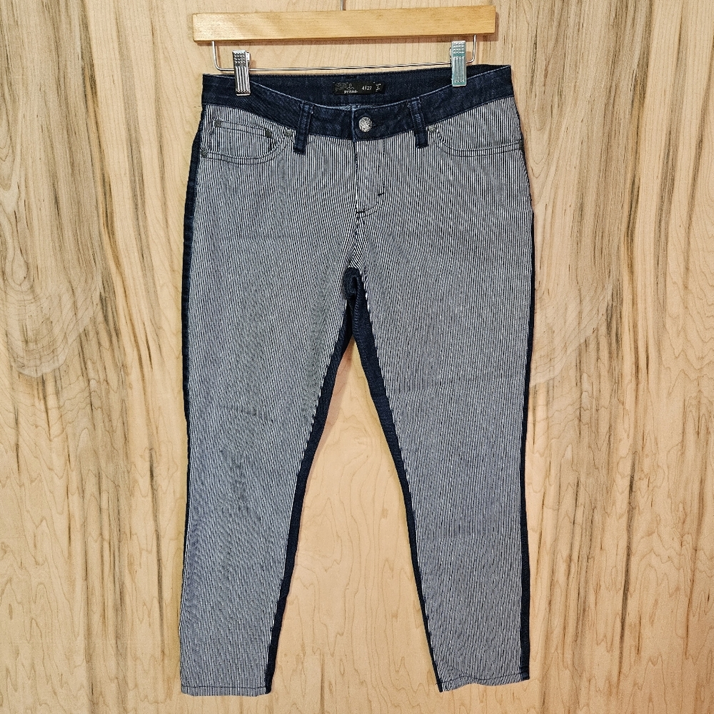 Prana Womens Size 4/27 Midrise Lightweight Pinstripe Front Cropped Skinny Jeans